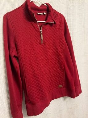 Never Worn large quilted top with leather accents